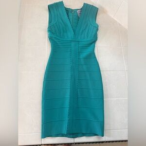 Herve Leger “Kalyn” Teal Midi Dress
